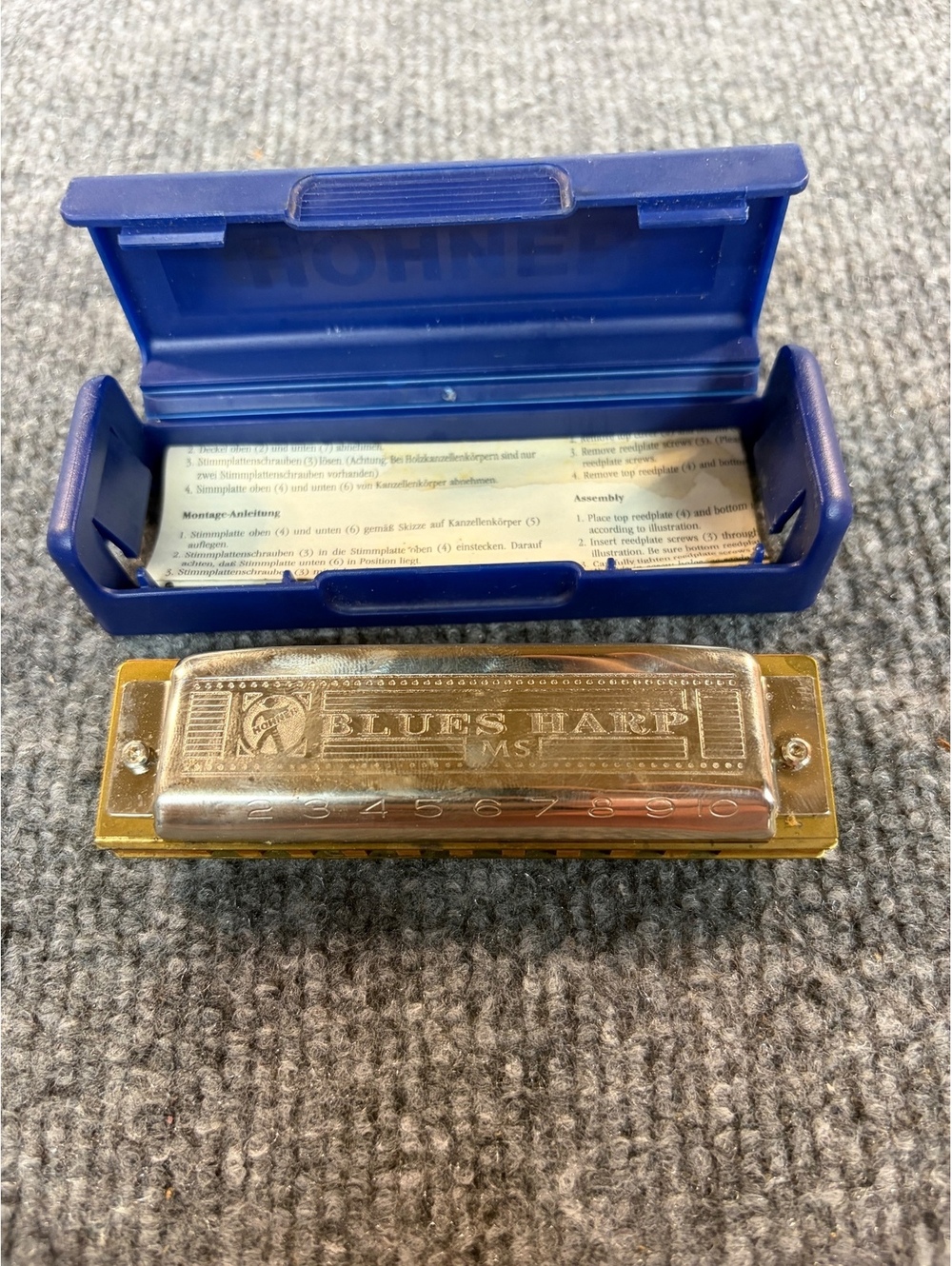 Hohner Blues Harp MS Harmonica Key of D Made in Germany w/ Original Case